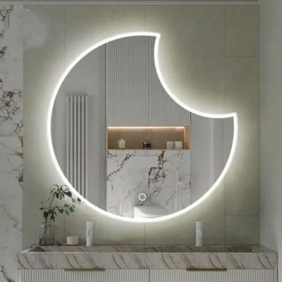 Espelho decorativo redondo com iluminação de LED
